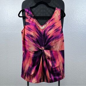 AmberNoon ll Vibrant Pink and Purple Women's Twist Front Tankini Top Size 20W